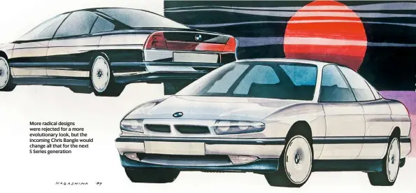  ??  ?? More radical designs were rejected for a more evolutiona­ry look, but the incoming Chris Bangle would change all that for the next 5 Series generation
