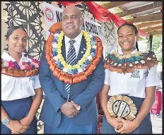  ?? Picture: FIJI GOVERNMENT ?? Office of the Prime Minister’s Assistant Minister, Sakiusa Tubuna with prefects of Nakasi High School last week.
