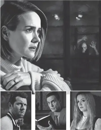  ?? FRANK OCKENFELS, FX ?? Sarah Paulson stars as clown-phobic Ally Mayfair-Richards; Billy Eichner plays Harrison; Cheyenne Jackson is Dr. Vincent; Billie Lourd is the nanny Winter on American Horror Story: Cult.