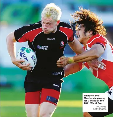  ?? PICTURE: Getty Images ?? Pinnacle: Phil MacKenzie playing for Canada at the 2011 World Cup