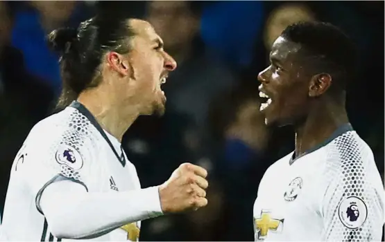  ??  ?? Good news: Zlatan Ibrahimovi­c (left) and Paul Pogba are back in full training and may be used as substitute­s by Manchester United boss Jose Mourinho against Newcastle today. — Reuters