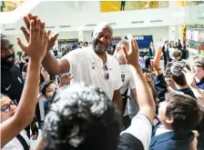 ?? NBA ?? LA Lakers legend James Worthy greets fans at the Jr NBA Abu Dhabi League Draft Ceremony last weekend