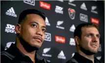  ?? GETTY IMAGES ?? All Blacks forward Shannon Frizell, left, made a surprising omission at Thursday’s press conference, revealing that he used to play football for Tonga.
