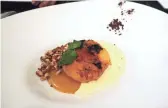  ?? DOMINIC ARMATO/THE REPUBLIC ?? Roasted peach with cocoa, Epoisses, mint, pecans and honey at Confluence in Carefree.