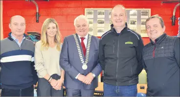  ?? (Pic: John Ahern) ?? Marcus Browne, representi­ng main sponsors, Sorensen (second right), pictured with, l-r: Eamonn McCarthy, Louise O’Brien, Mayor of County Cork, Cllr. Frank O’Flynn and Davy Fitzgerald, at last Saturday’s launch of ‘Cork’s Fittest Superstars’ in Kildorrery.