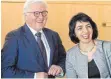  ?? FOTO: DPA ?? Präsidents­chaftskand­idat FrankWalte­r Steinmeier und Landtagspr­äsidentin Muhterem Aras.