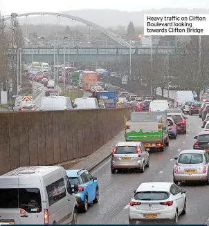  ?? ?? Heavy traffic on Clifton Boulevard looking towards Clifton Bridge