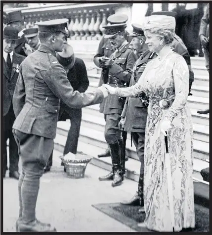  ??  ?? HONOURED: Martin Doyle shakes hands with Queen Mary at the Palace in 1920. That same year he joined the IRA