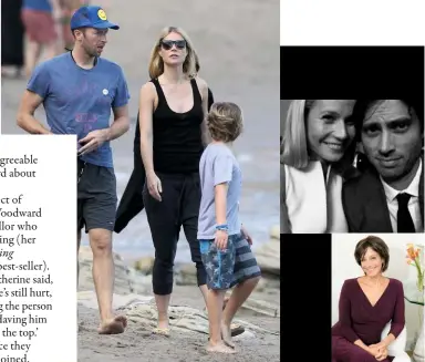  ??  ?? Above: Chris and exes Gwyneth spend Valentine’s Day together, 2015; Gwyneth reveals Brad is her new partner, 2015; Katherine Woodward Thomas