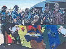  ??  ?? Northern Regional Aboriginal & Torres Strait Islander Corporatio­n Men’s Group supervisor Patrick Sampson, 49, with Saibo Henry Mabo, 48, Patrick Zaro, 67, Joseph Sailor, 56, Douglas Smallwood, 57, Ross Pryor, 54, and Troy Murphy, 32, at the NAIDOC march.