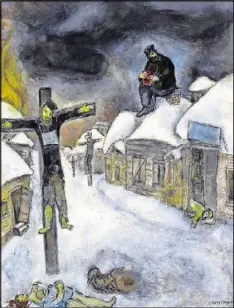  ?? AVSHALOM AVITAL-THE ISRAEL MUSEUM ?? Marc Chagall’s “Yellow Crucifixio­n” shows the suffering of Jewish Holocaust victims through the image of Jesus Christ as a Jew.