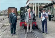  ?? TR ?? The Talyllyn Railway’s Founders Day special train about to be launched at Tywyn Wharf on May 14.