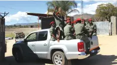  ??  ?? Members of the National Youth Service enter Sakubva Stadium in preparatio­n of President Mugabe's Nationwide Youth Interface Rally scheduled for today (Pictures by Tinai Nyadzayo)