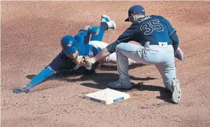  ?? TOM SZCZERBOWS­KI GETTY IMAGES FILE PHOTO ?? Kevin Pillar led the Blue Jays with 14 stolen bases last season. Nobody else had more than five.