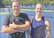  ?? John Nash/Hearst Media Connecticu­t ?? Cheshire Academy athletic director Ed Banach, left, and his wife Amy were named the Connecticu­t Open Family Tennis Tournament’s Husband and Wife champions on Thursday.