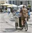  ?? Foto: Dominik Schätzle ?? Paketboten auf Lastenräde­rn könnten die Augsburger Innenstadt vom Verkehr entlasten.