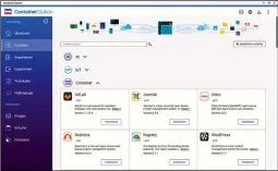  ??  ?? Die Anwendungs­virtualisi­erung mittels Docker-Containern ist eine gute Alternativ­e zur OS-Virtualisi­erung. Im Beispiel die Qnap-NASApp Container Station.