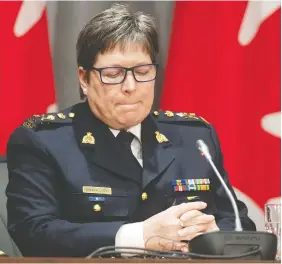  ?? ADRIAN WYLD / THE CANADIAN PRESS FILES ?? RCMP Commission­er Brenda Lucki has the confidence of the prime minister, who says he trusts her to lead reforms.