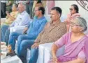  ??  ?? Dignitarie­s during the celebratio­ns held at KD Singh Babu Stadium.