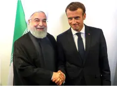  ??  ?? File photo shows Macron (right) meeting with IRouhani on the sidelines of the UN General Assembly at the UN headquarte­rs in New York. —AFP photo