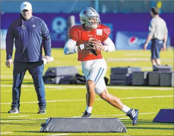  ?? LM Otero The Associated Press ?? Oddsmakers are high on the Dallas Cowboys and quarterbac­k Dak Prescott, figuring they’ll have a turnaround from an underachie­ving season. Prescott should flourish under new coach Mike Mccarthy.