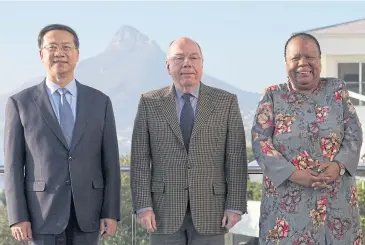  ?? REUTERS ?? China’s Vice Foreign Minister Ma Zhaoxu, Brazil’s Foreign Minister Mauro Vieira and South Africa’s Foreign Minister Naledi Pandor attend a Brics meeting in Cape Town on Thursday.