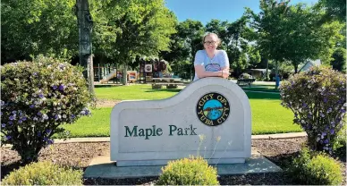  ?? Shamaya Sutton/appeal-democrat ?? Caitlin Boyd stands outside Maple Park on Wednesday in Yuba City. The park was her son’s favorite place and she is hopeful that the installati­on of Colin’s Corner, a specially designed play area for children with sensory sensitivit­y and handicap disabiliti­es, will be implemente­d soon in his memory.