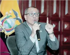  ?? /EFE ?? El vicepresid­ente Jorge Glas, participa en una rueda de prensa en el Palacio de Gobierno en Quito.