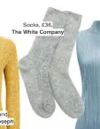  ??  ?? Socks, £36, The White Company