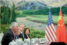  ?? PHOTO: REUTERS ?? US Secretary of State Rex Tillerson, left, meets Chinese State Councillor Yang Jiechi, not pictured, at the Great Hall of the People in Beijing.