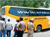  ?? — DC ?? A bus broke down at the entrance of Taj Krishna, blocking a half of the road and slowing down the traffic on Friday.