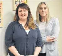  ?? NIKKI SULLIVAN/CAPE BRETON POST ?? Tammy MacSween, left, and Holly MacInnis, members of the volunteer board of directors of the former Baddeck Nursery School, stand inside Baddeck Academy where the preschool was in this April file photo.