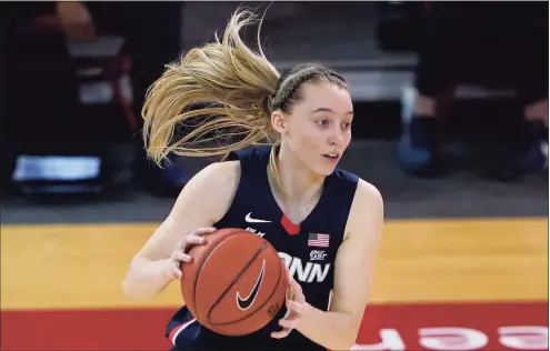  ?? Kathy Willens / Associated Press ?? UConn’s Paige Bueckers was named the Big East Player and Freshman on the Year on Thursday, joining former Husky Maya Moore as the only other player to do so.