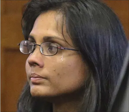  ?? HERALD FILE PHOTO ?? Former state chemist Annie Dookhan sheds a tear in court in 2013.