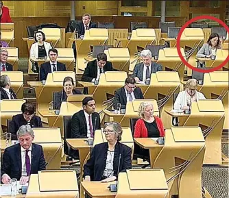  ??  ?? Cast aside: Kezia Dugdale, circled, was on Labour’s periphery yesterday