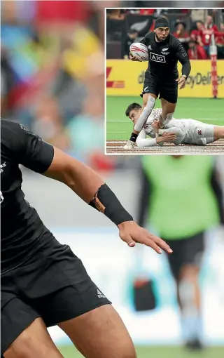  ?? GETTY IMAGES/AP ?? The impact Ngarohi McGarvey-Black had made with the New Zealand sevens team has been cut short and his dream of playing in the Olympic Games in Toky, inset left, put on hold.