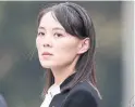  ??  ?? Kim Yo Jong, sister of North Korea’s leader.