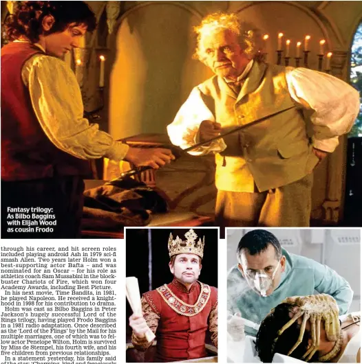  ??  ?? Fantasy trilogy: As Bilbo Baggins with Elijah Wood as cousin Frodo