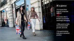  ?? — Bloomberg ?? shoppers carry shopping bags as they walk along Regent street in london. British shoppers increased spending in august at the fastest pace so far in 2017, excluding a surge in april caused by the easter holiday, but there is little sign yet that a...