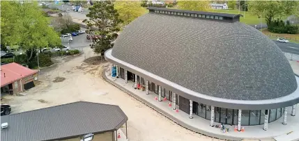  ?? ?? The fale, which can fit 600 people, is a distinctiv­e oval shape building constructe­d entirely of wood and reflects the traditiona­l Pasifika meeting house.