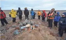  ?? GENE SLOAN, USA TODAY ?? Guide Steve Smith takes visitors to a cairn on Victoria Island. It probably was built by Inuit hunters to store meat.