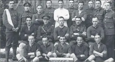  ??  ?? The RAMC football team from 1918. John Duffet is in the back row, fourth from the left