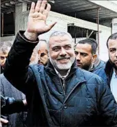  ?? MOHAMMED ABED/GETTY-AFP ?? Ismail Haniyeh greets supporters in Gaza City earlier this year. He succeeds Hamas’ exiled leader Khaled Mashaal.