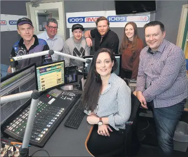  ?? Picture: PAUL CARRACHER ?? TOP TEAM: ACE Radio Broadcaste­rs Horsham programing team members, from left, music director Paul Fidler, station general manager Brendan O’loughlin, production manager Ned Tepper, journalist Paul Burns, copywriter Holly King, content director Emma Elsom and ACE Radio group content director Mat Cummins in Horsham’s 1089 3WM studio.