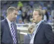  ?? ASSOCIATED PRESS FILE PHOTO ?? Detroit Lions vice chair Bill Ford, right, talks with general manager Bob Quinn.