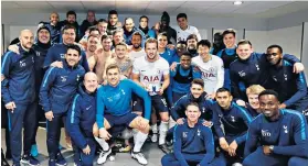 ??  ?? Century: Harry Kane marks his 100th Premier League goal in the dressing room