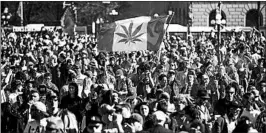  ?? CHRIS ROUSSAKIS/GETTY-AFP 2016 ?? National Marijuana Day rally in 2016 in Ottawa, Canada. The drug will be legal in October.