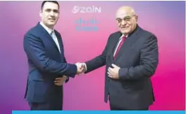  ??  ?? KUWAIT: Jihad Khoueiry, Regional Sales Manager, Head of Sales for Zain Group at Cisco shakes hands with Henri Kassab, Managing Director, Internatio­nal, Wholesale and Roaming, Zain Group.