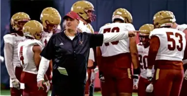  ?? DAVID L. RYAN/GLOBE STAFF ?? Bill O’Brien hopes to lead Boston College football in a new direction — up.