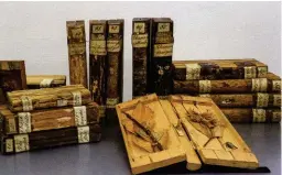  ??  ?? Wooden art: the 18th-century xylothek (a wooden library) at Lilienfeld Abbey, Austria